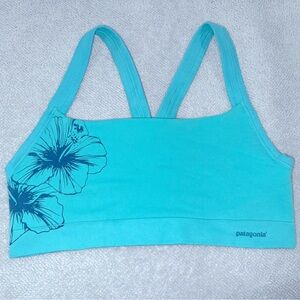 Patagonia Teal Bra size M with cute flower design